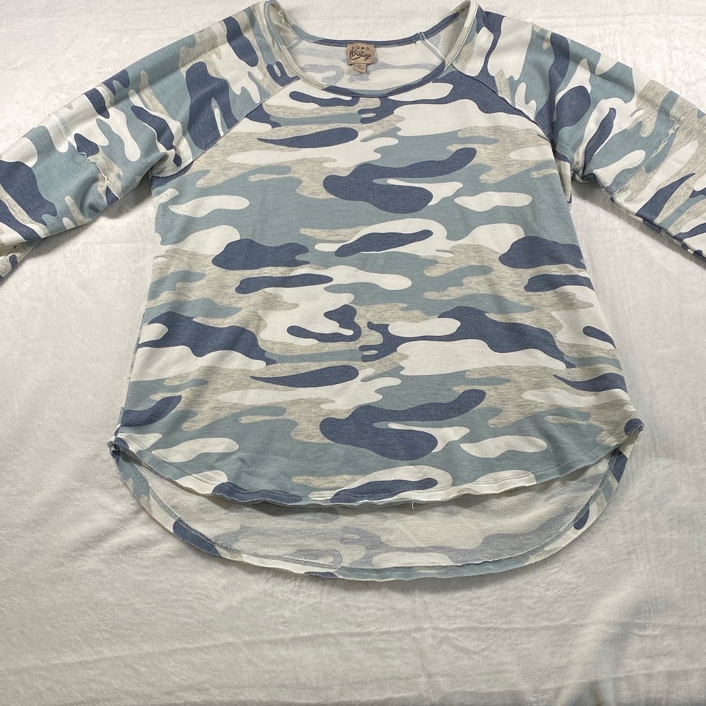 Como Vintage Camouflage Blue/White Raglan Shirt -XL